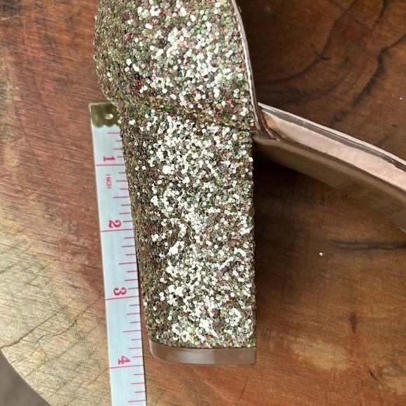 Shoe Land Madeline-Open Toe Chunky Block Heel Dress Sandals (RoseGoldGlitter) - Picture 10 of 14